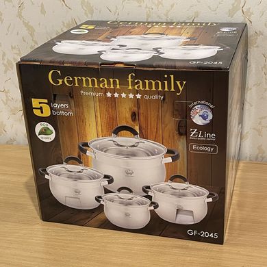 Набор кастрюль из нержавеющей стали 4 штуки German Family набор посуды из нержавейки