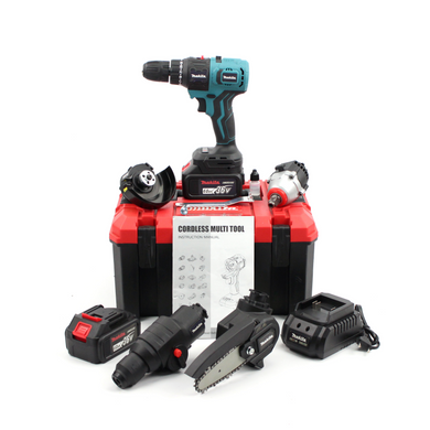 Набор 5в1 шуруповерт Makita DF482DWE (36V, 6AH) Аккумуляторный многофункциональный инструмент